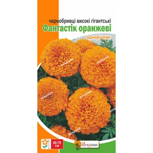 Чорнобривці високі гігантські Фантастик помаранчеві / 0,3 г 2204-13 фото